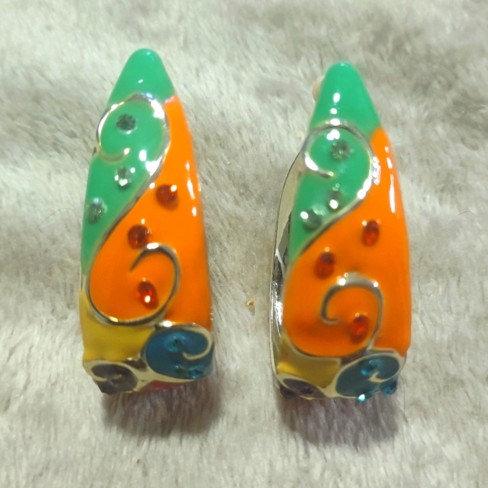 Large enamel hoop earrings